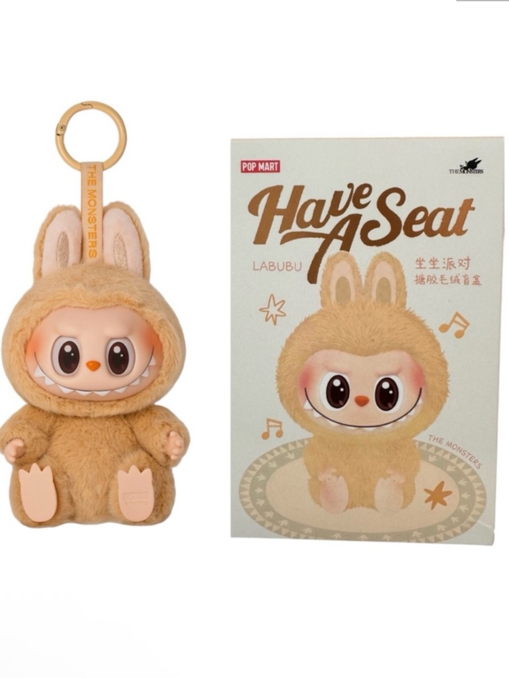 Authentic Labubu BaBa V2 Have A Seat Fluffy Plush Toy Keychain Blind Box